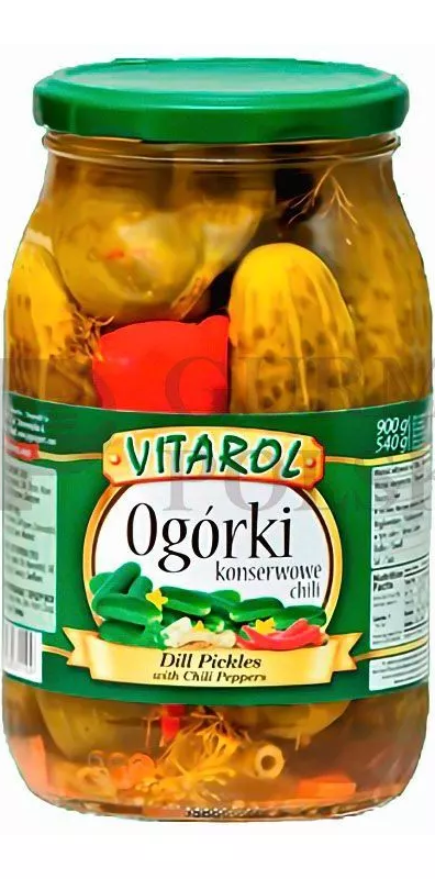 Консервированные огурцы с чили 900г / 8шт Витарол