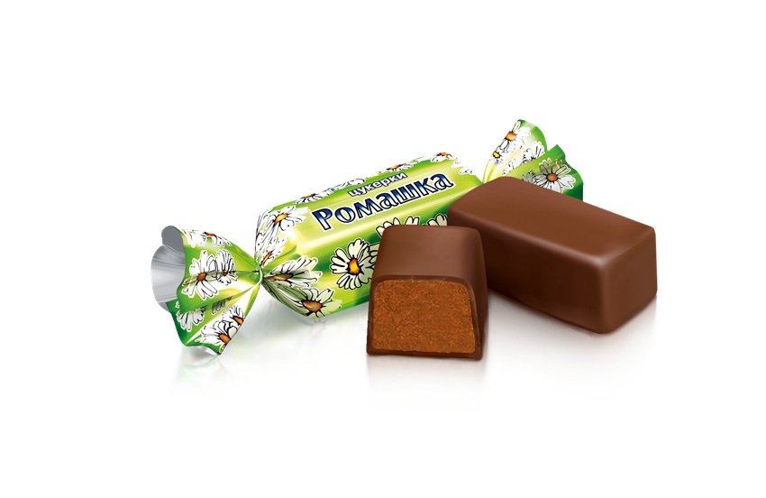 Konfekt "Romashka Roshen" in cacao-houdende vetglazuur (22%)