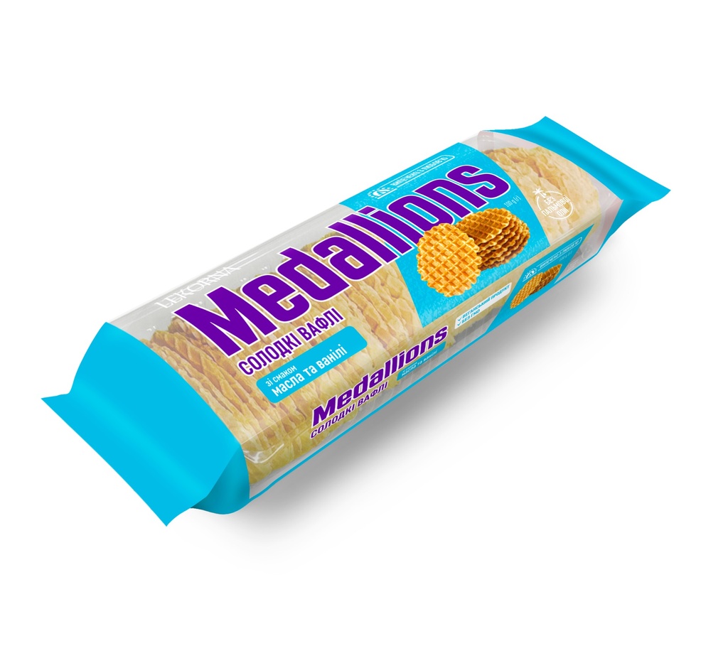 Zoete wafelbladen "Medaillons" met boter-vanille smaak