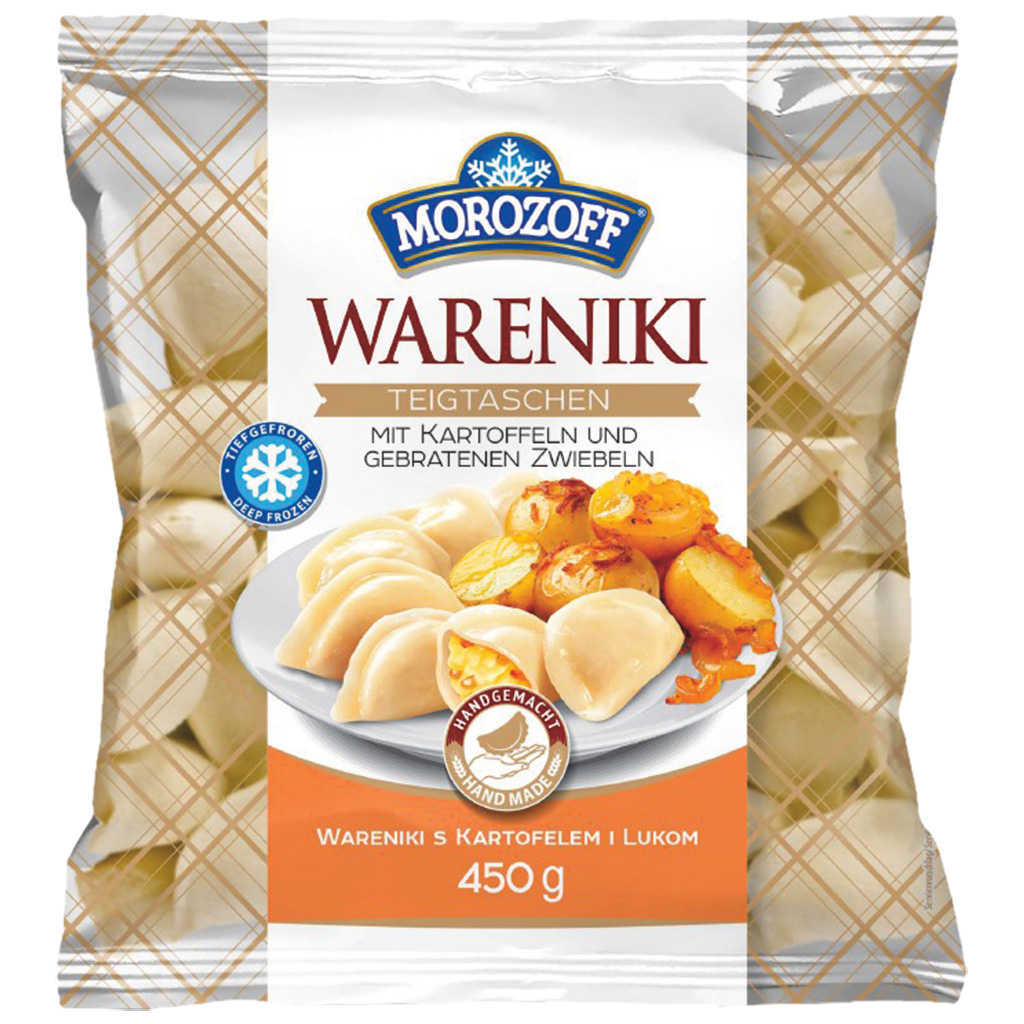 "MOROZOFF" deegwaren "Wareniki" met aardappelen en gebakken uien, diepgevroren