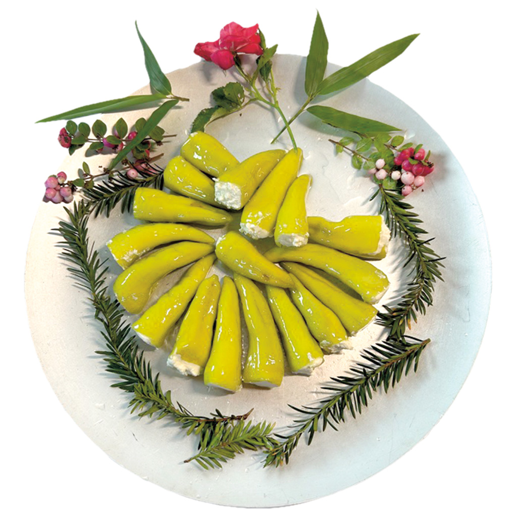 Paprika gevuld met roomkaas