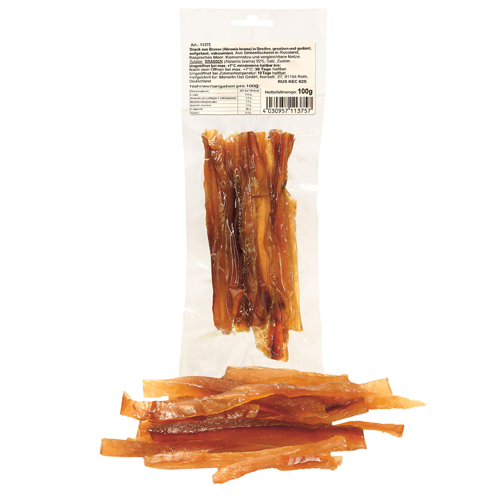 Закуска из леща (Abramis brama) в полосках, соленая и сушена