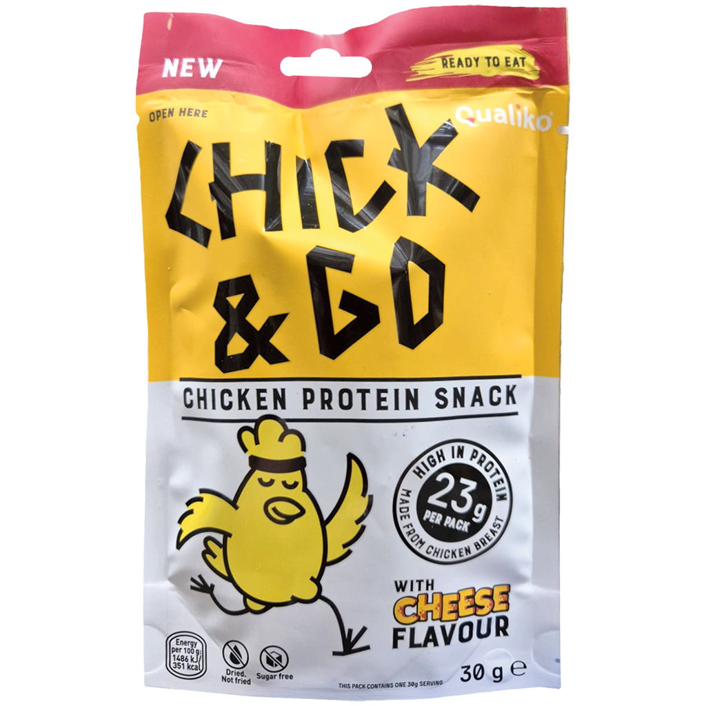 "CHICK & GO" Слайсы из куриного филе со вкусом сыра, 100 г продукта изготовлены из 430 г филе куриной грудки.