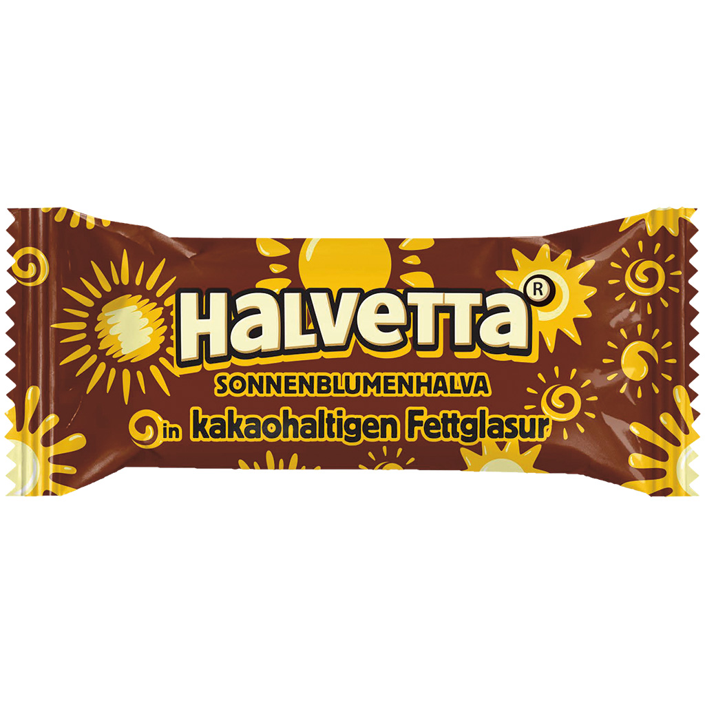 Zonnebloemhalva "Halvetta" in cacao-houdende vetglazuur