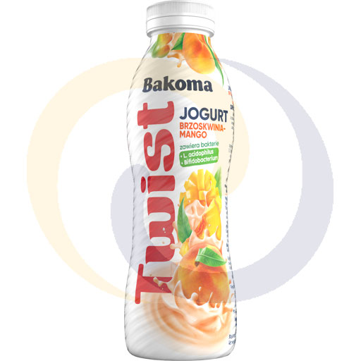 Питьевой йогурт с персиком и манго TWIST 370г/6шт Bakoma