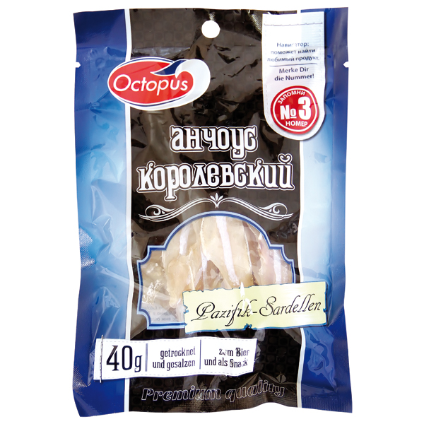 Снэк из тихоокеанских анчоусов, соленых и сушеных.