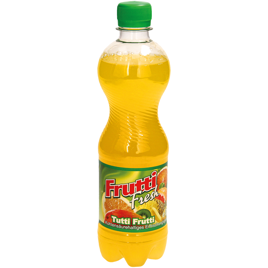 Koolzuurhoudende frisdrank "Tutti Frutti" met meerfruitsap uit meerfruitsapconcentraat