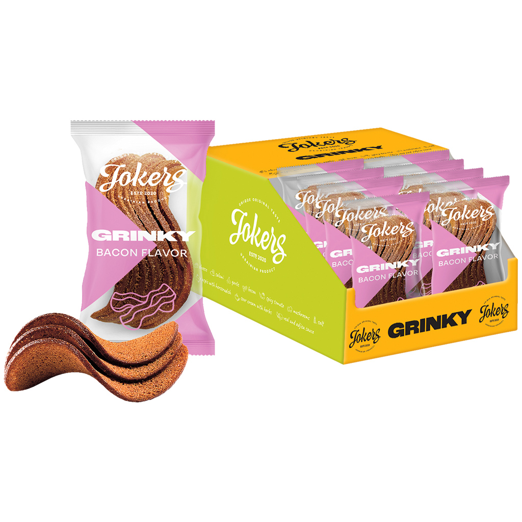 GRINKY Snack van roggebrood met bacon smaak