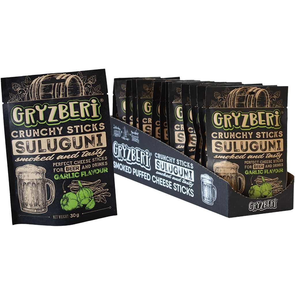 "SULUGUNI" Cырные палочки сушёные, копчёные, с чесноком