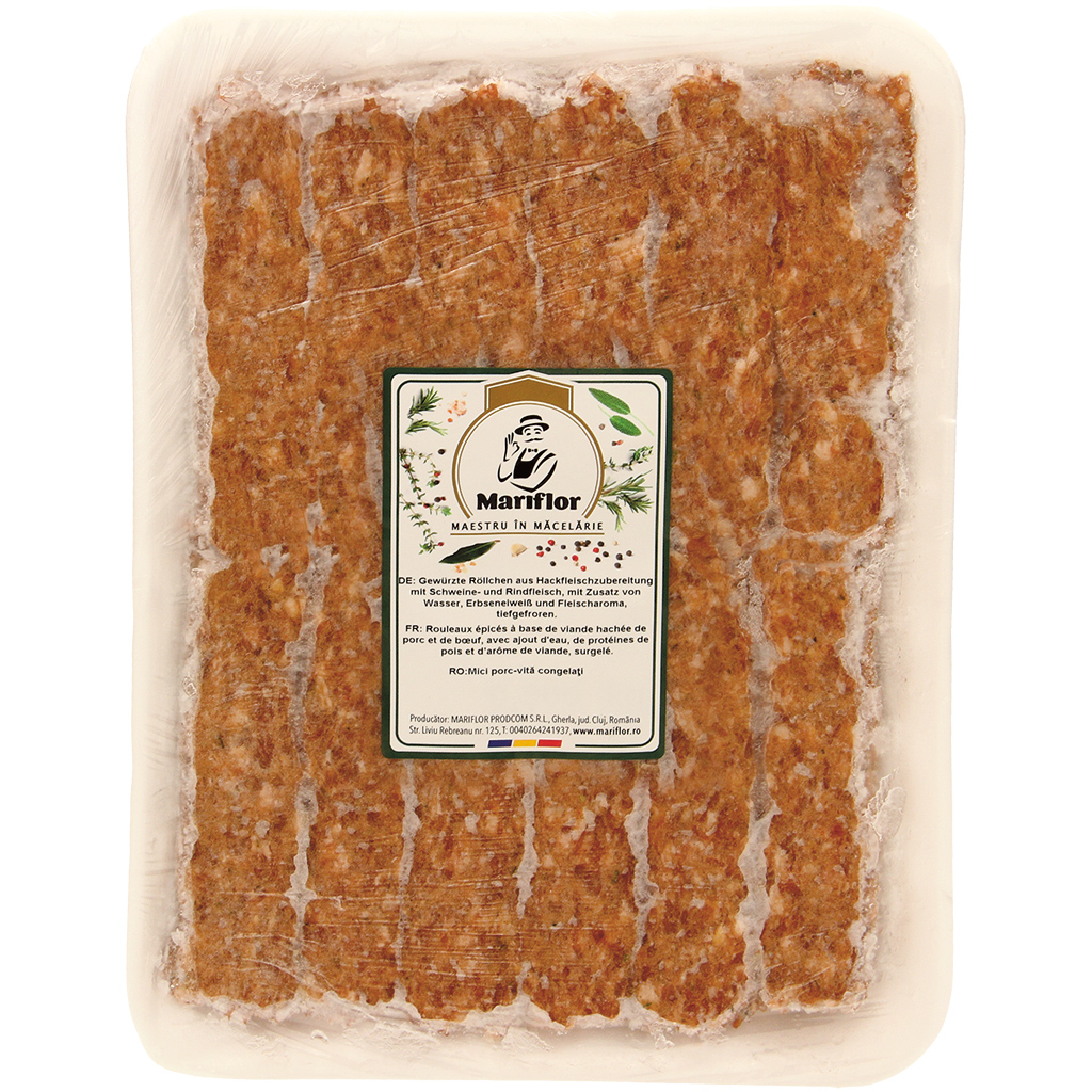 "Mici porc-vita congelati" Колбаски из фарша свинины и говяд