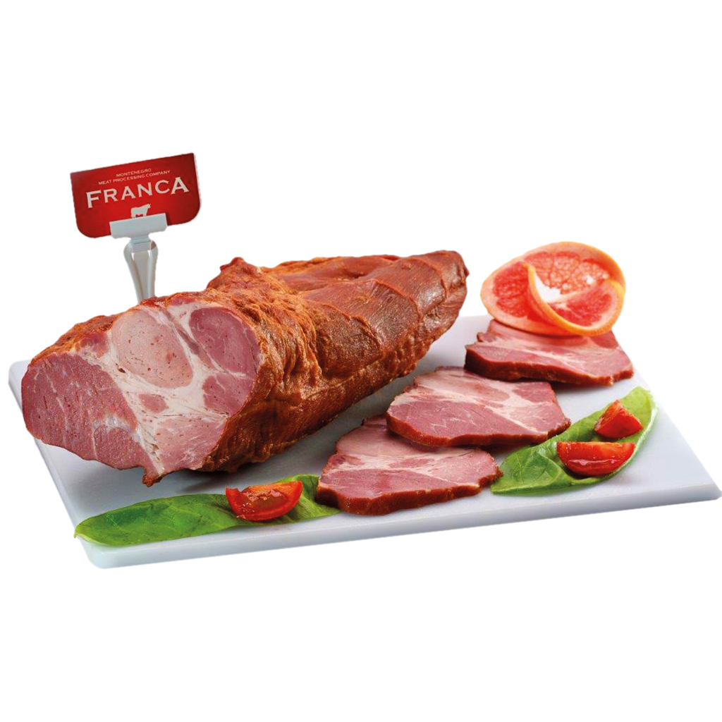 Свиная шея, засоленная и копченая, в вакуумной упаковке