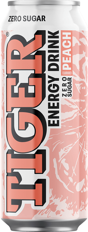 Tiger zero sugar koolzuurhoudende energiedrank met perziksma