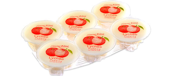 Pudding met Lycheesmaak