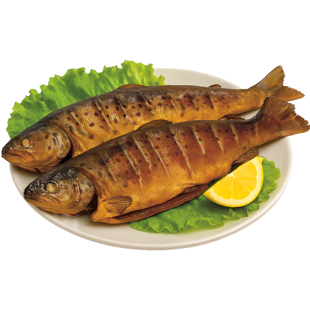 Gerookte forel, schoongemaakt.