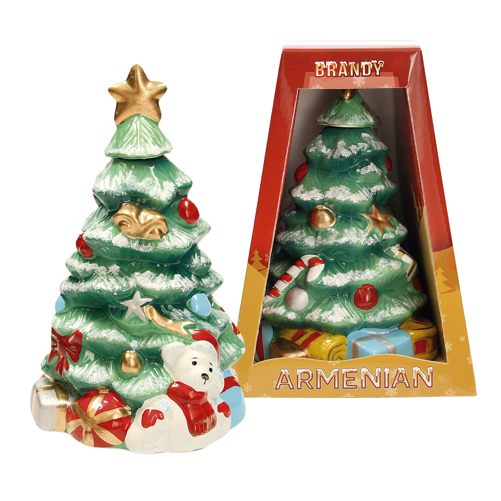 Armeense brandy kerstboom keramiek in geschenkdoos 40 % vol