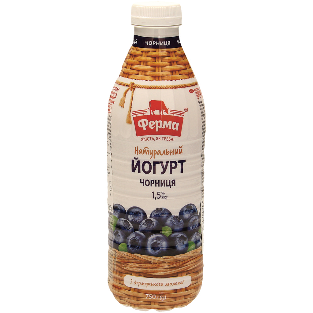 Питьевой йогурт со вкусом черники, не менее 1,7% жира в моло