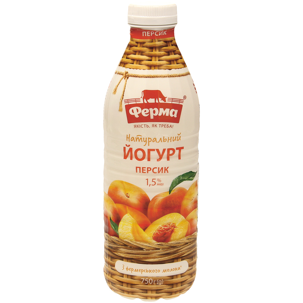 Питьевой йогурт со вкусом персика, не менее 1,7% жира в моло