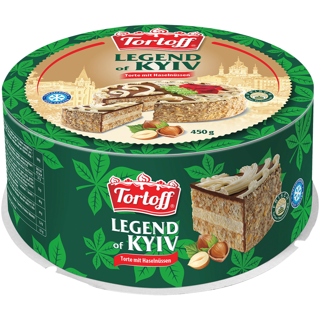 "TORTOFF" Taart "Legende van Kyiv" met 60% room en hazelnoten, versierd met 3,3% gelei, diepgevroren