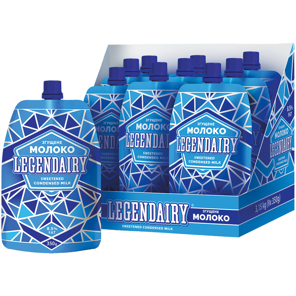 "LEGENDAIRY" Gezoete gecondenseerde melk, verhit, 8,5% vet, 20% vetvrije melkpoeder.