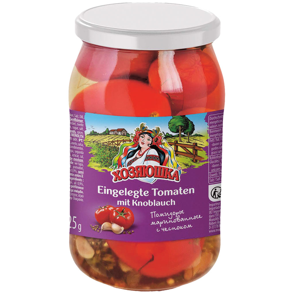 "HOSYAUSHKA" Томаты маринованные с чесноком пастеризованные