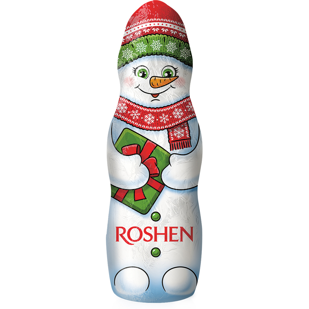 Фигура из молочного шоколада "Снеговик ROSHEN". Содержит рас