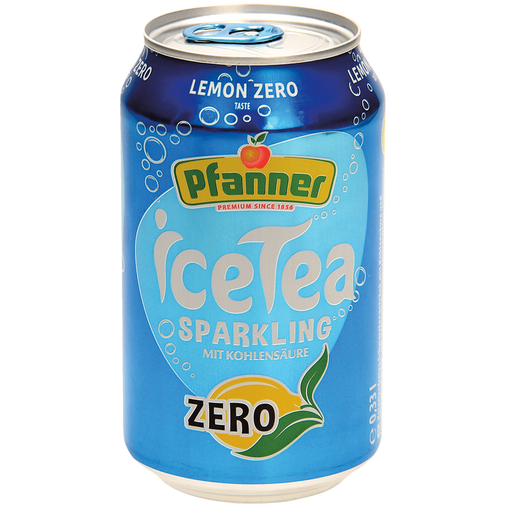 Calorie-vrije zwarte thee drank met koolzuur en citroensmaak