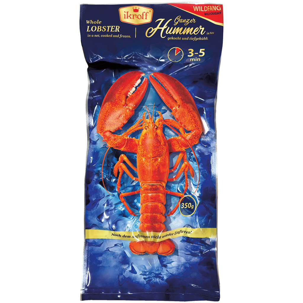 "IKROFF" Hele kreeft uit wilde vangst in net, gekookt
