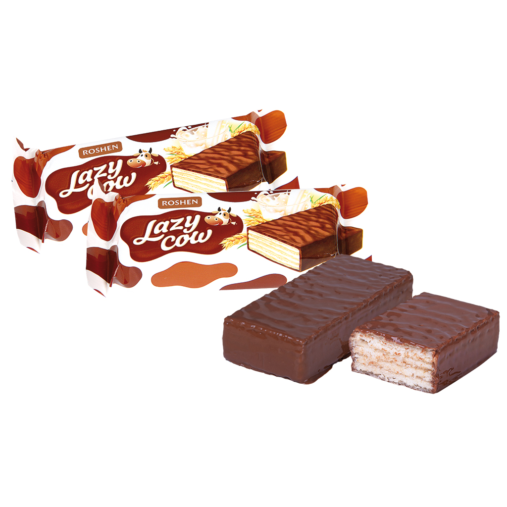 "Lazy Cow" Wafelconfituur met melkvulling (55%) omhuld met c