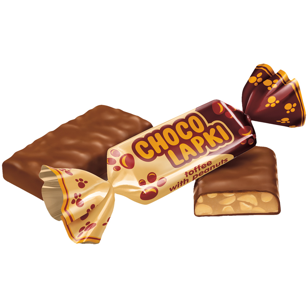 "Chocolapki" Confect omhuld met cacaovetglazuur (23%)