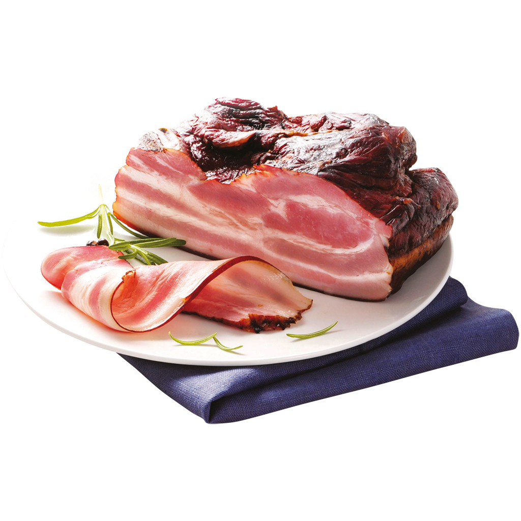 Poolse gerookte buikspek. Varkensspek gekookt, met water toe