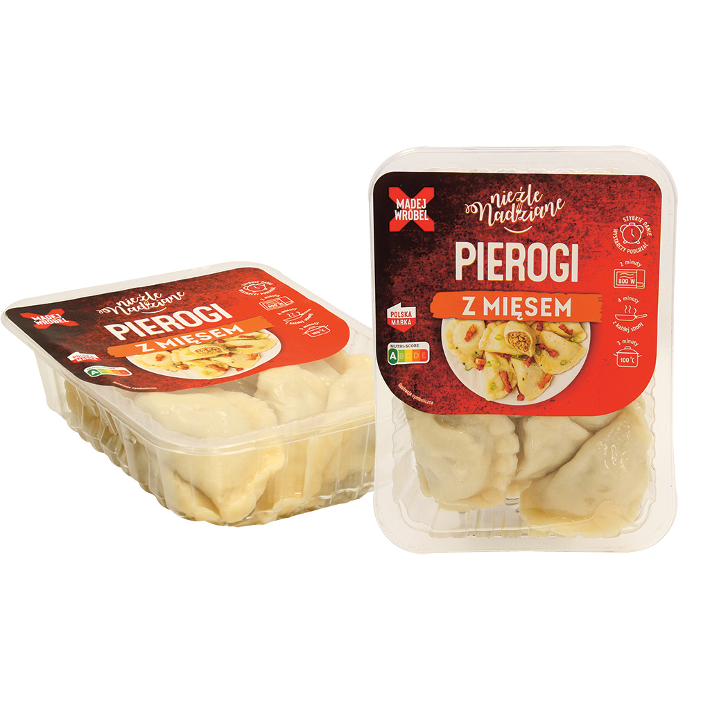 Польские перóги с начинкой (45%) из курицы и жареного лука,