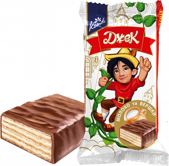 "KONTI" Wafelreep "Dzhek" met melk smaak in cacao-vetglazuur