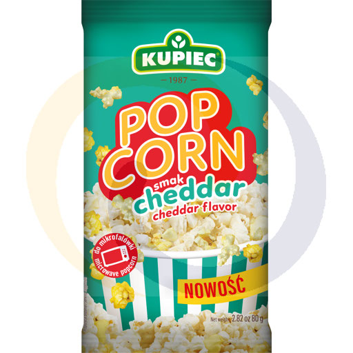 Cheddar smaak popcorn 80g/25stuks Kupiec