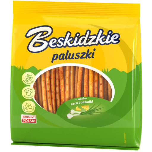 Beskidzkie sticks met kaas- en uiensmaak.