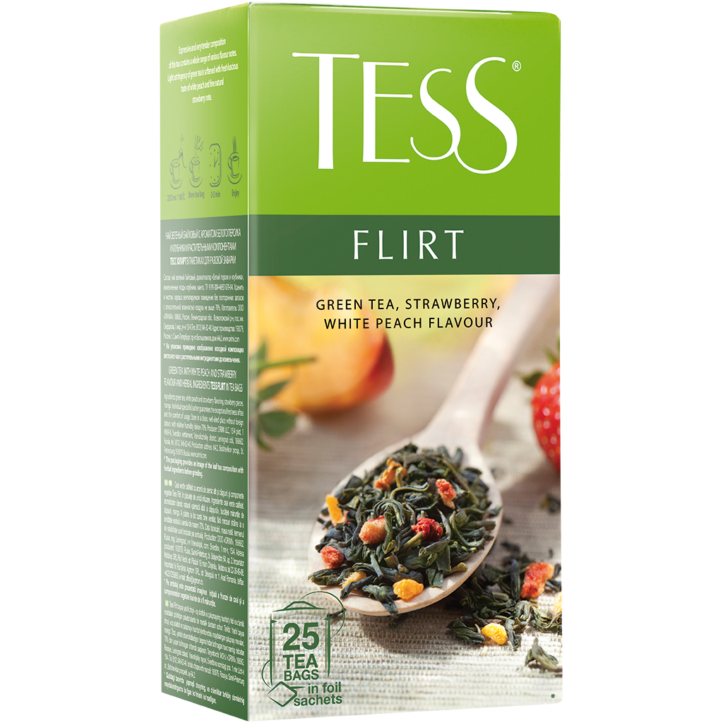 Зелёный чай с ароматом клубники и персика "TESS Flirt" 25 x