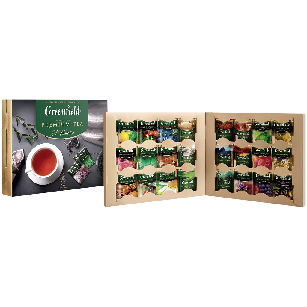 Набор чая из 24 видов GREENFIELD TEA. Ассортимент чая разных