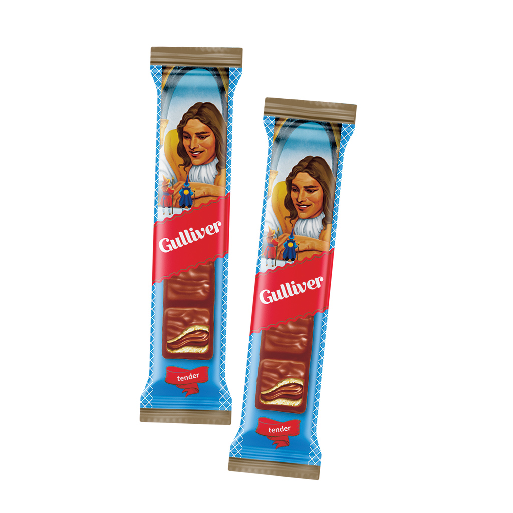 Wafelsneetje "Gulliver Tender" met romige vulling 57% en haz