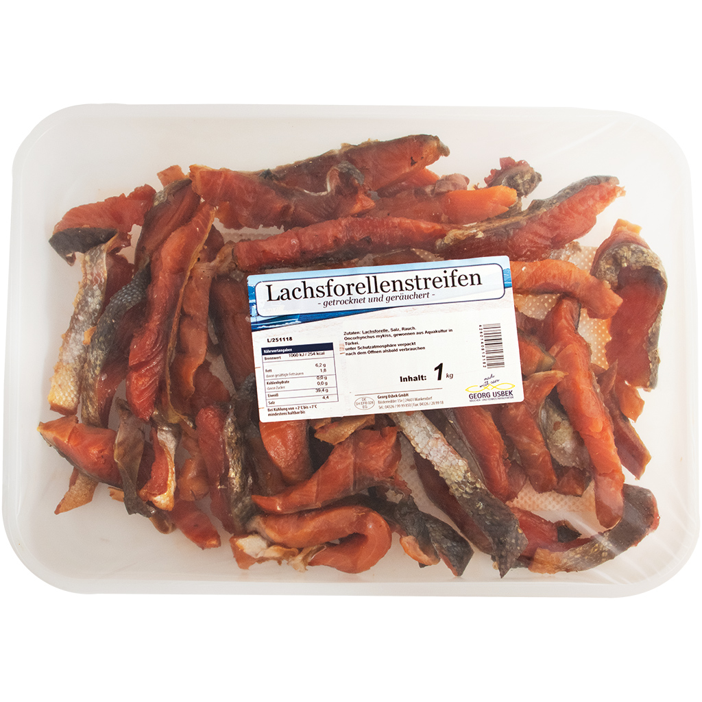 Полоски форели, вяленые и копченые