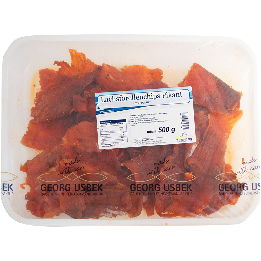Gedroogde zalmforelchips Pikant