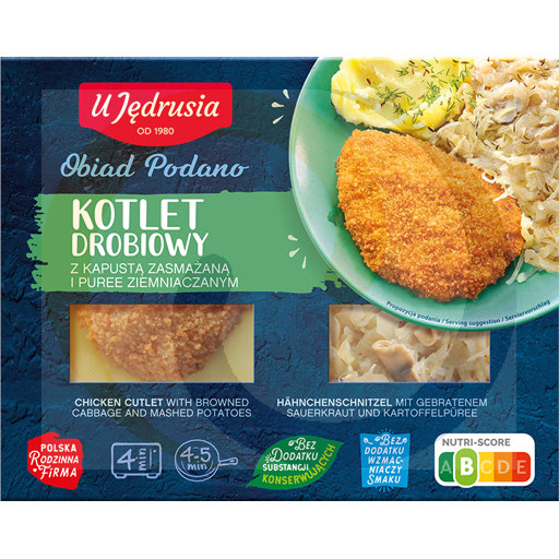 Kipfilet met puree en gebakken kool 400g Jędrusia