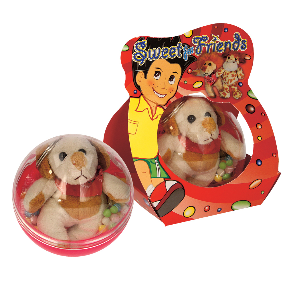 Snoepbal met zoetwaren en pluchefiguur