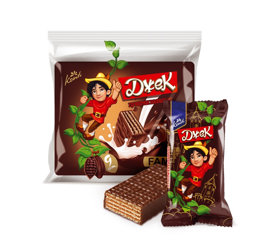 "KONTI" Wafelreep "Dzhek" in cacao-houdende vetglazuur 27%