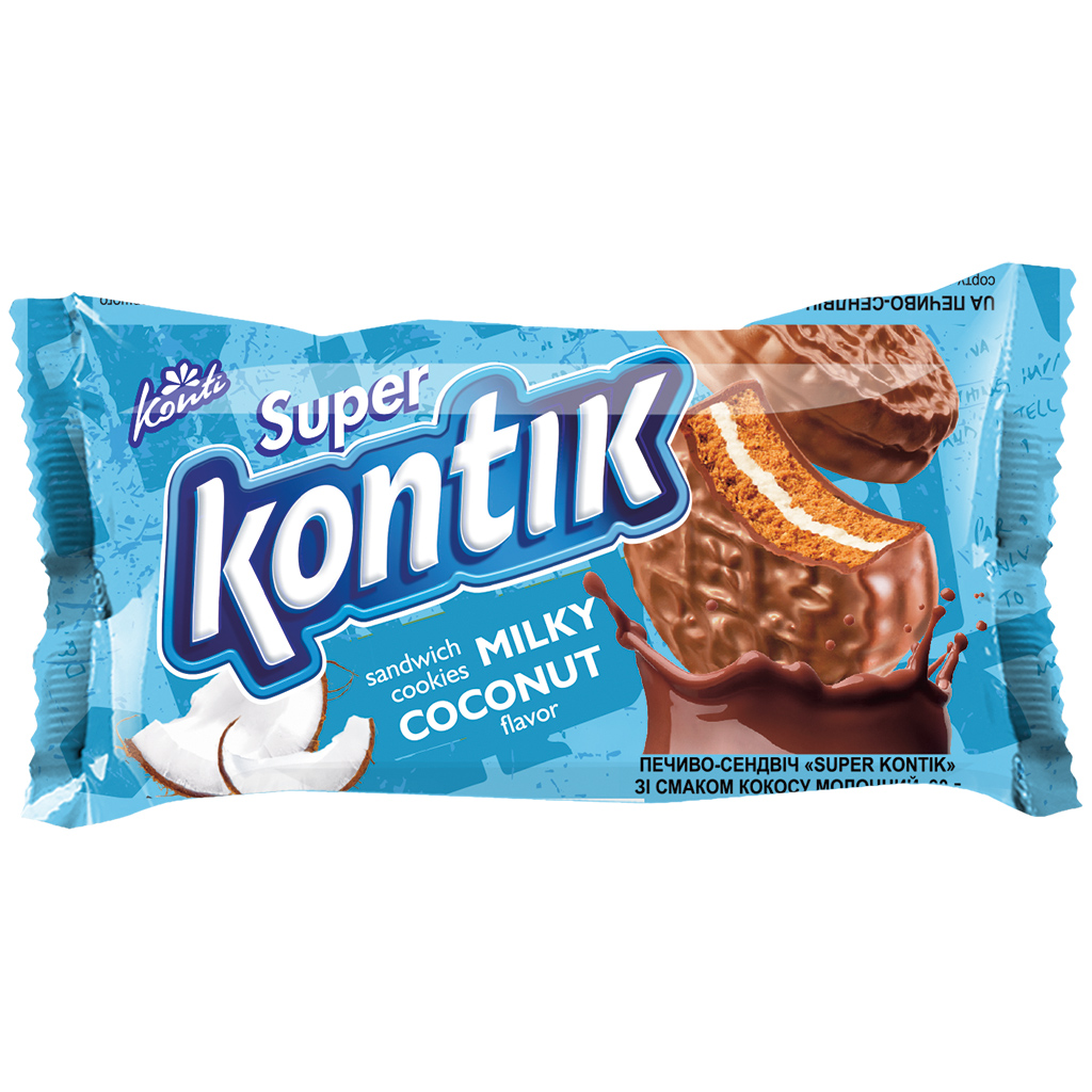"KONTI" Печенье-сэндвич "Супер-Контик" с начинкой молочно-ко