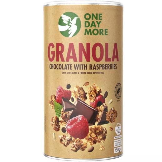 Onedaymore granola chocolade met frambozen