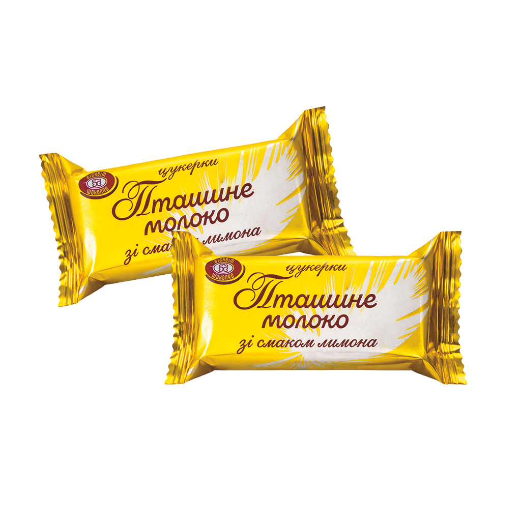 Конфеты "Птичье молоко" с лимонным вкусом, в жировой глазури, содержащей какао
