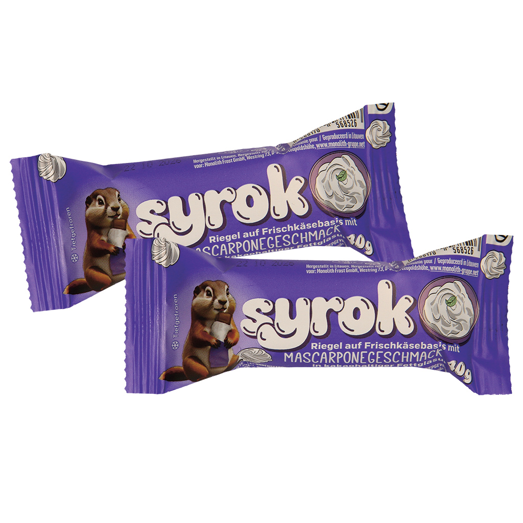 Reep op basis van roomkaas met mascarponesmaak, in cacaohoud