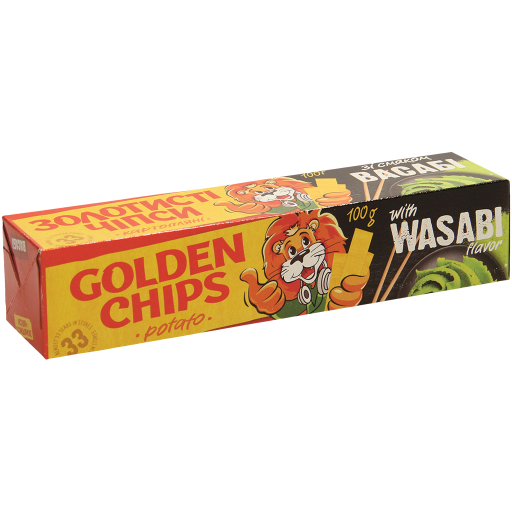 Gouden chips wasabi-smaak, pittig
