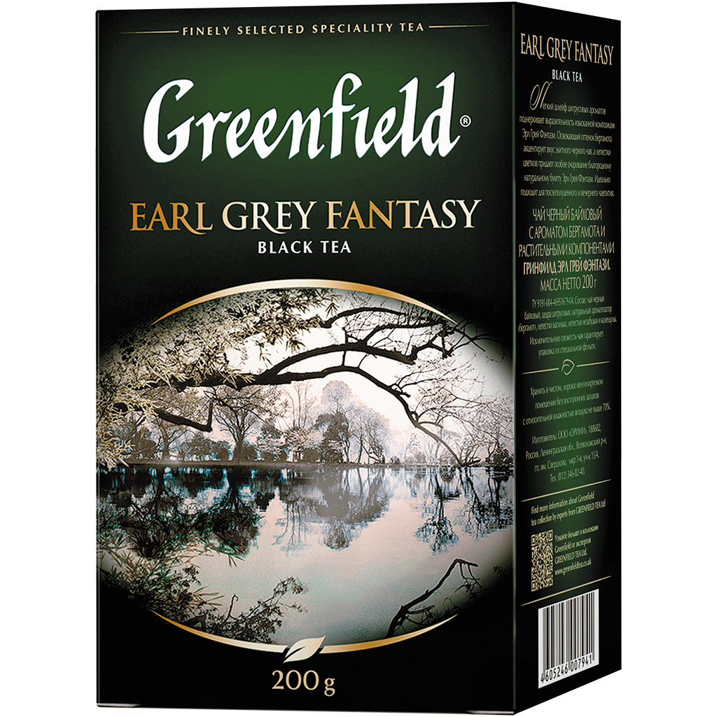 GREENFIELD "Earl Grey Fantasy" Zwarte Ceylon Thee, gearomatiseerd - Bergamot, met citrusvruchten-schillen, zonnebloem-, goudsbloem- en vergeet-mij-niet-bloemblaadjes