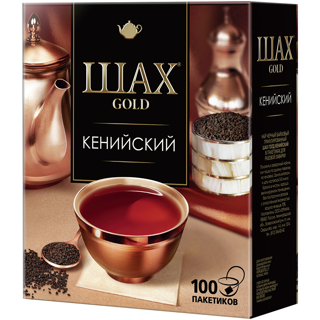 SHAH GOLD KENIAAN Zwarte Keniaanse thee, gemalen, in theezakjes, 100 x 1,8g