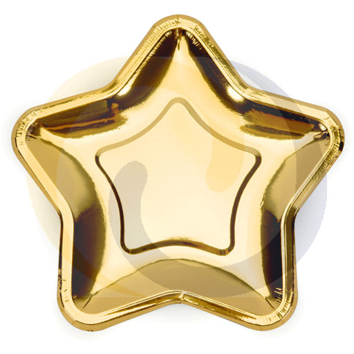 Gouden Ster Borden 18 cm 6 stuks PartyDeco